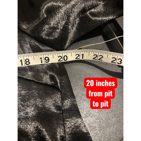 Womens Shiny Black Long Sleeve Button Front Crop Top - Picture 10 of 11